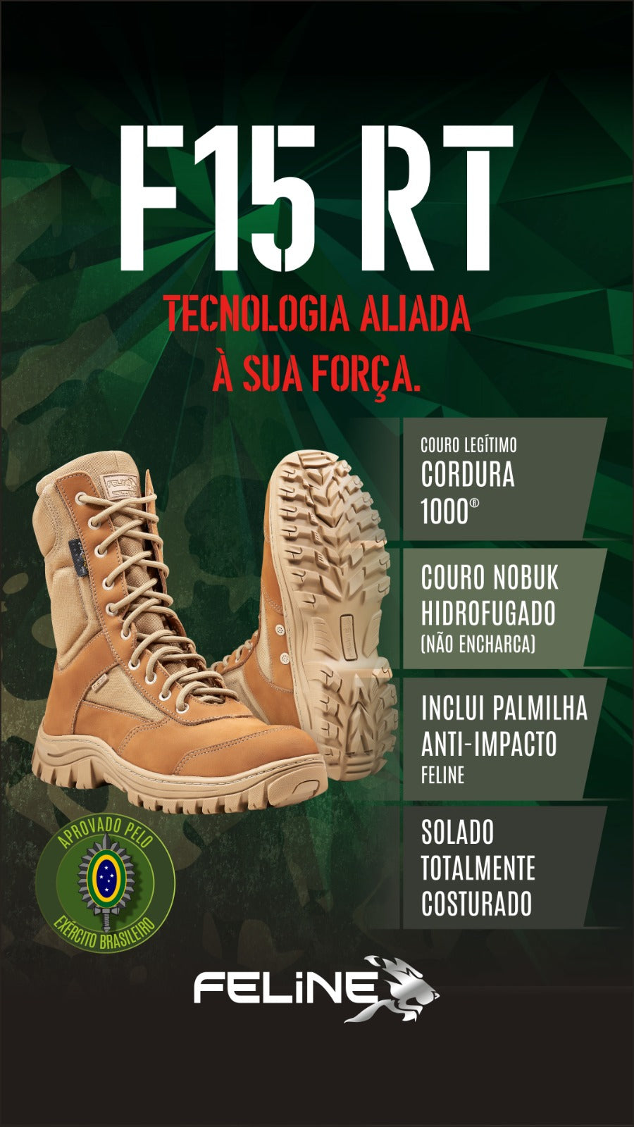 BOTA TÁTICA EB F15 RT COYOTE - FELINE