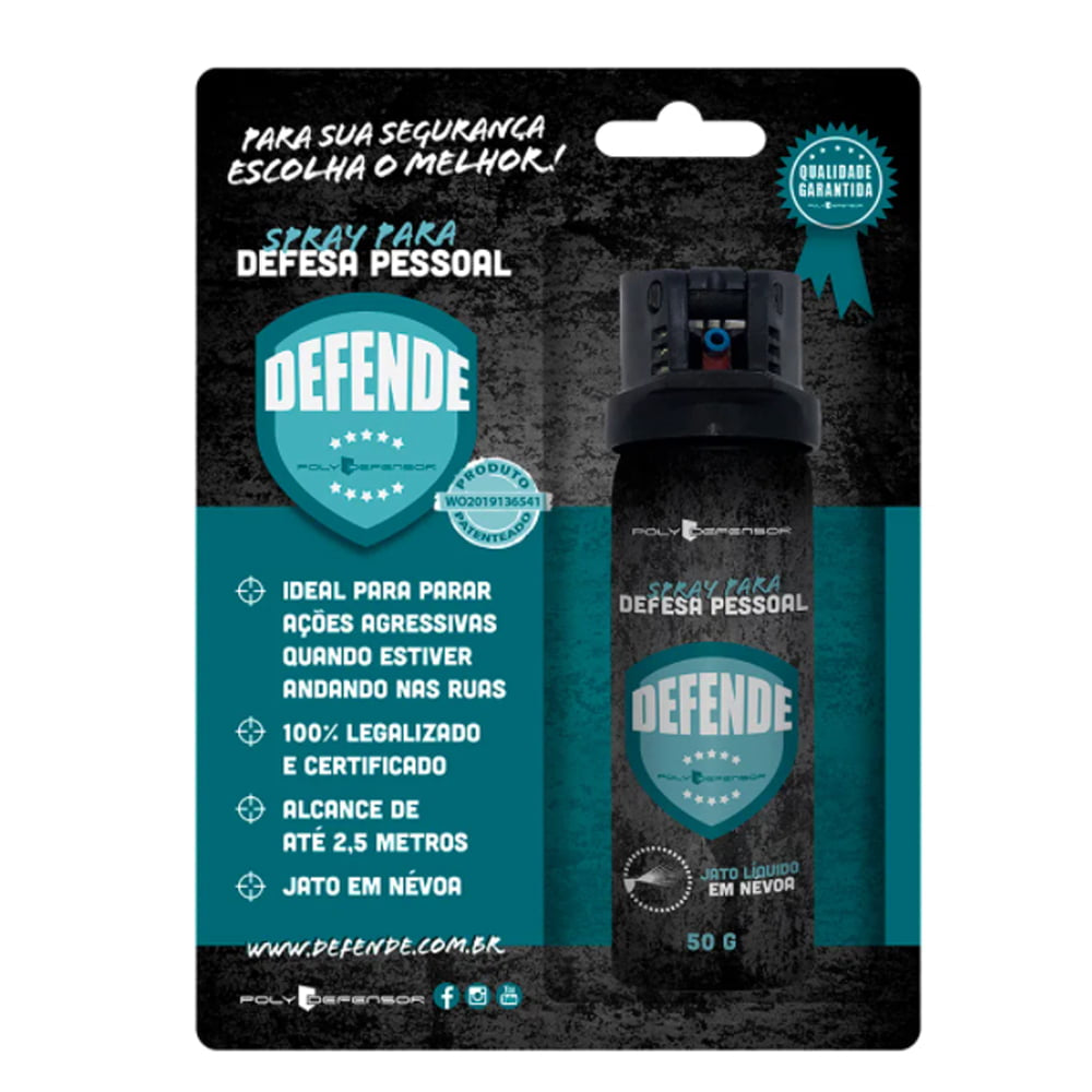 SPRAY PARA DEFESA PESSOAL (JATO NEVOA) DEFENDE ELE - POLY DEFENSOR