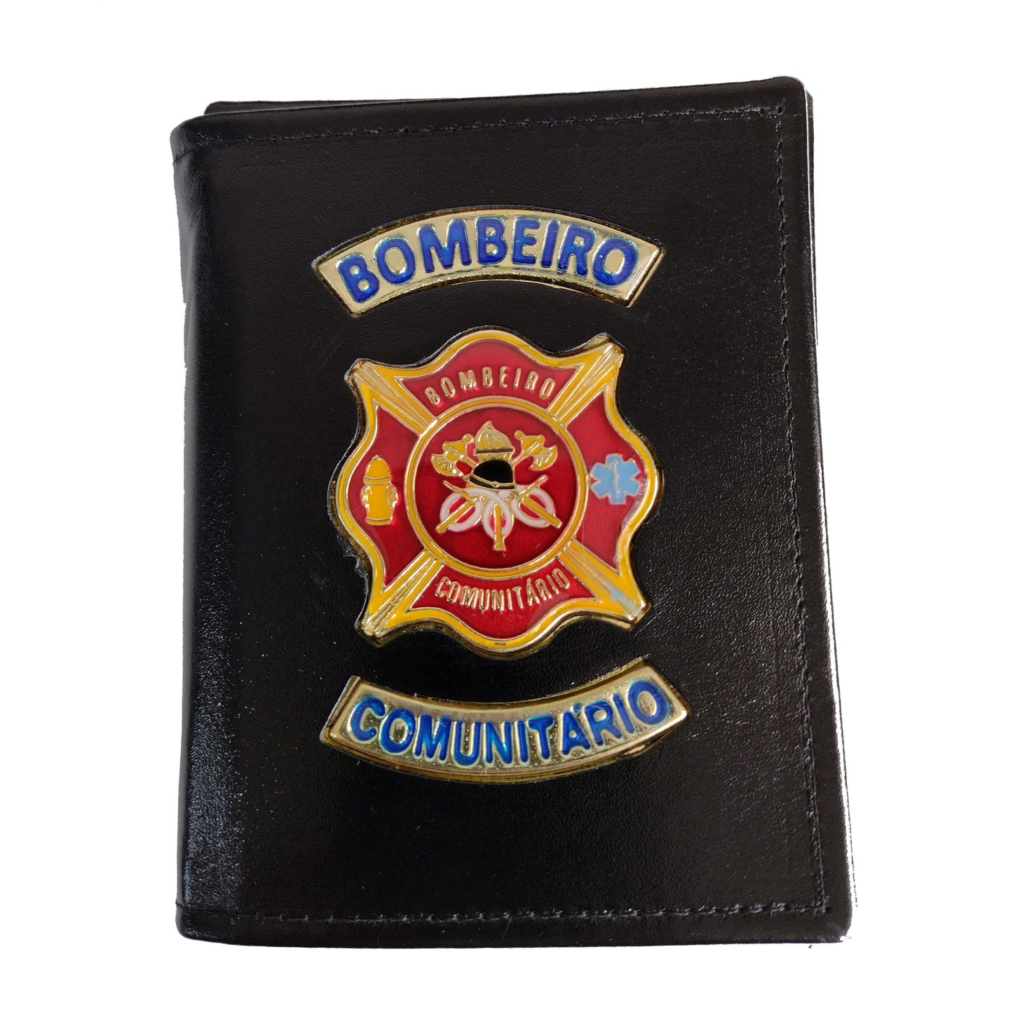 CARTEIRA BOMBEIRO COMUNITÁRIO COURO PRETO