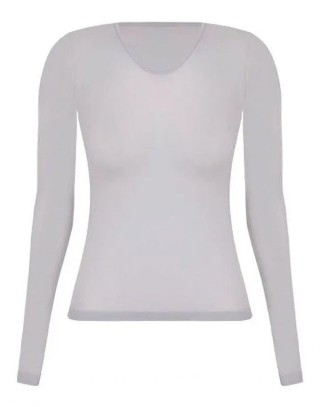 CAMISETA SEGUNDA PELE FEMININA MANGA LONGA BRANCA VITHO