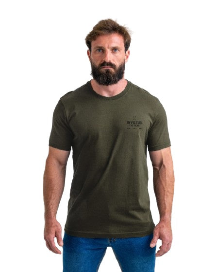CAMISETA CONCEPT FLAMING SKULL VERDE OLIVA INVICTUS