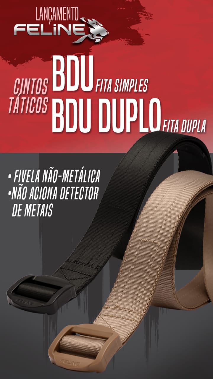 CINTO TÁTICO BDU DUPLO PRETO - FELINE