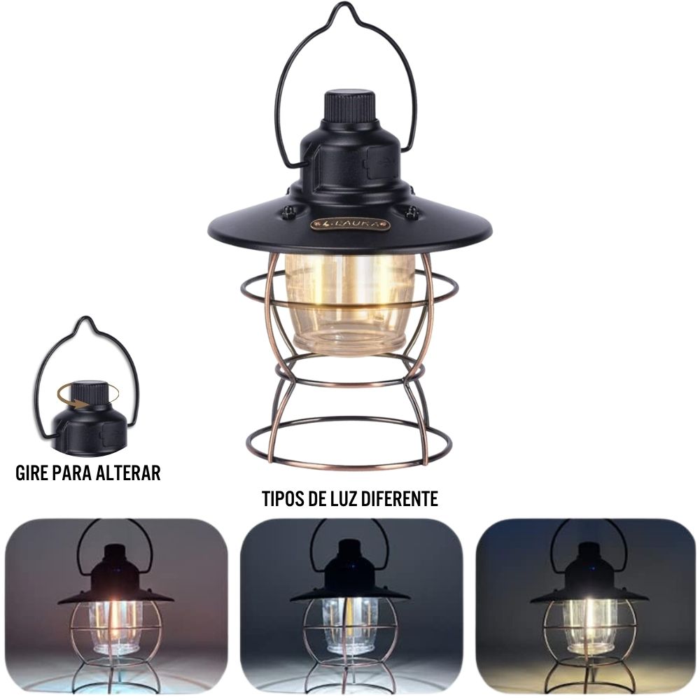 LANTERNA LAMPIÃO LED RECARREGÁVEL KQ-5011