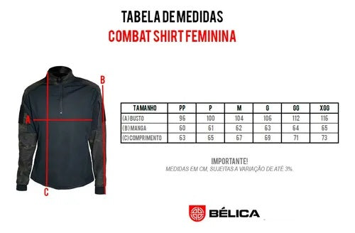 COMBAT SHIRT FEMININA PRETA - BELICA