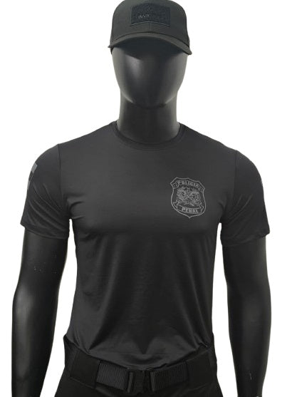 CAMISETA POLÍCIA PENAL SC MANGA CURTA POLIAMIDA PRETA