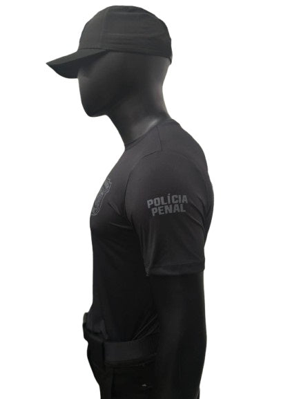 CAMISETA POLÍCIA PENAL SC MANGA CURTA POLIAMIDA PRETA
