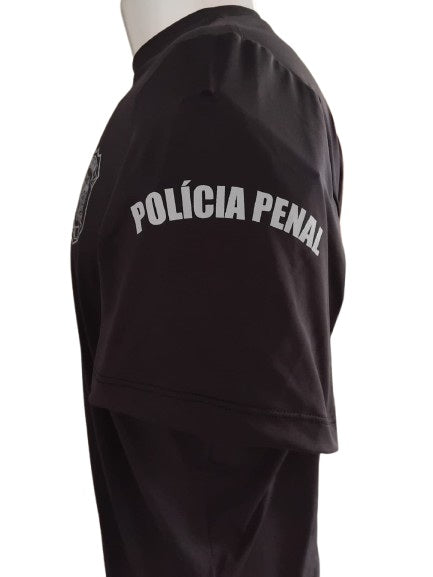 CAMISETA POLÍCIA PENAL SC MANGA CURTA POLIAMIDA PRETA