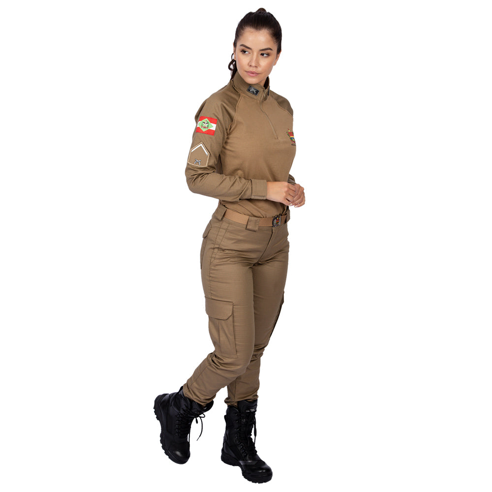 CALÇA OPERACIONAL FEMININA CAQUI FLEX PMSC - FUNCIONAL